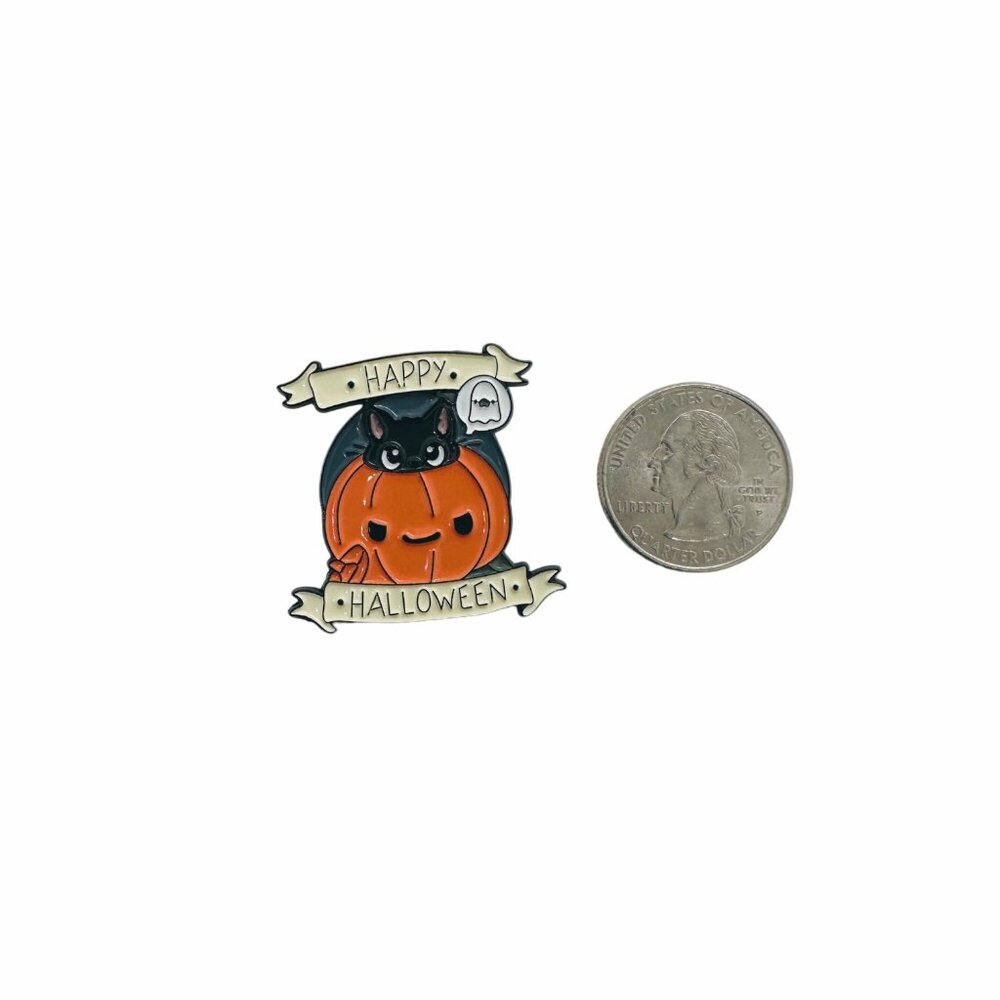 ☀️Oz Enamel Pins Halloween Punk Cute Ghost Pumpkin Skull Brooch Lapel Orange New - Picture 5 of 5